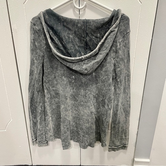 Vintage Havana Grey Waffle Knit Hooded Sweatshirt - Picture 2 of 10